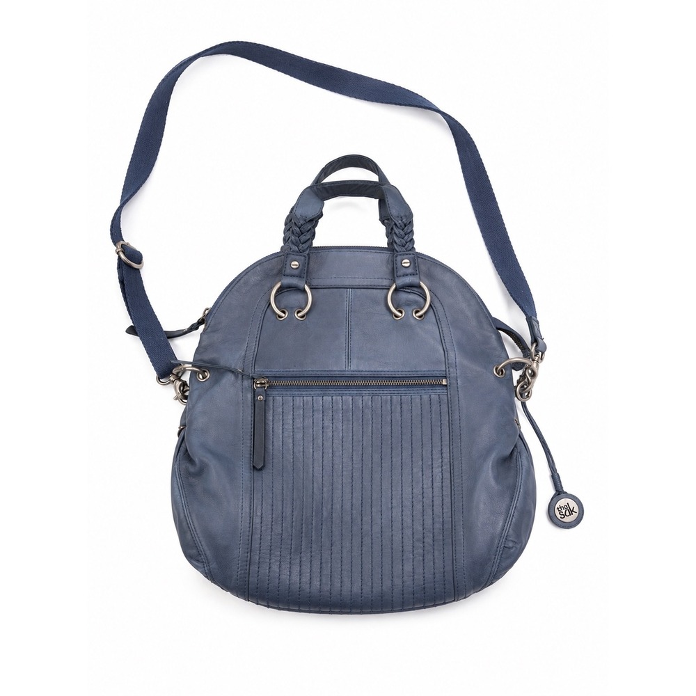 The Sak Vintage Y2K Navy Blue Leather Convertible Shoulder Crossbody Bag